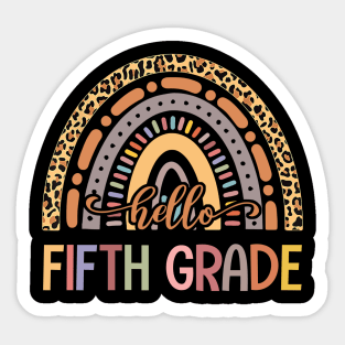 Hello Fifth Grade Leopard Rainbow Back To School Sticker